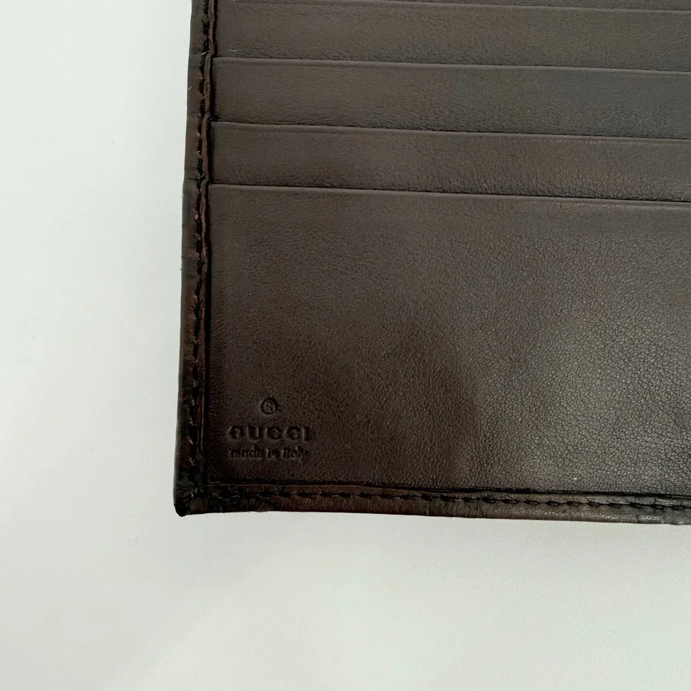 Gucci Wallet Mens Brown Guccissima Leather GG Monogram Bifold Luxury Charm
